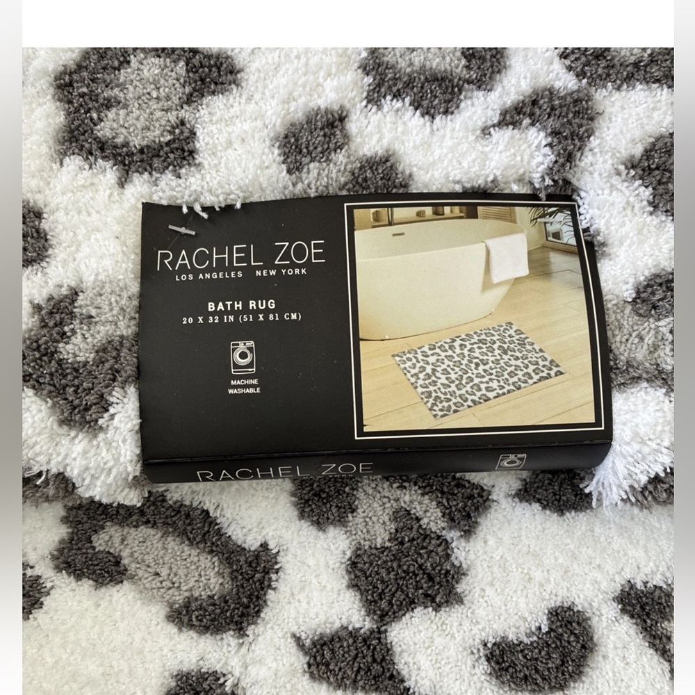 Rachel Zoe Gray Grey White Cheetah Leopard Animal Print Bath Rug 20” x 32” New - Picture 3 of 4